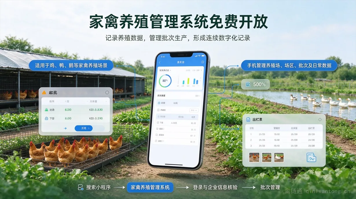 禽链通家禽养殖管理系统免费开放使用公告